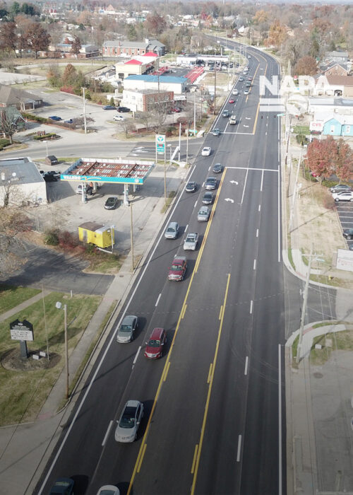 An aerial view of Bardstown Road after Louisville Paving & Construction worked on it